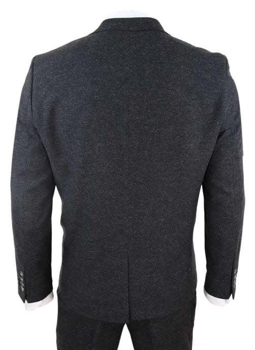 Herren 3-teiliges Schwarzes Wolltweed Vintage Retro Anzug - Image 6