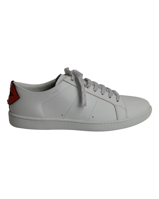 Saint Laurent Lips Classic Court Sneaker aus weißem Leder - Image 1