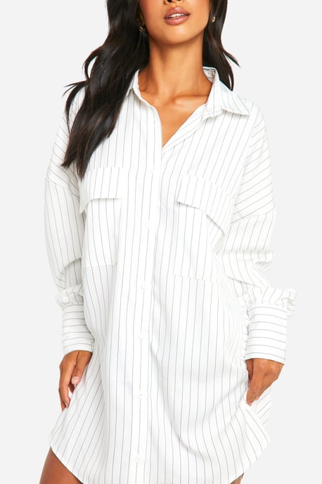 Petite Oversized Stripe Shirt Dress - Image 4