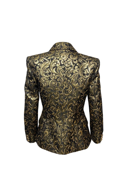 Balmain Metallic Brokatblazer in Gold-Acetat - Image 3