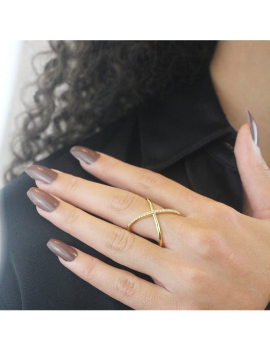 X Duo Ring - Gold und Kristall - Image 2
