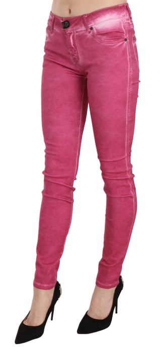Dolce & Gabbana Damen Rosa Samt Mittel hohe Skinny Jeans - Image 3