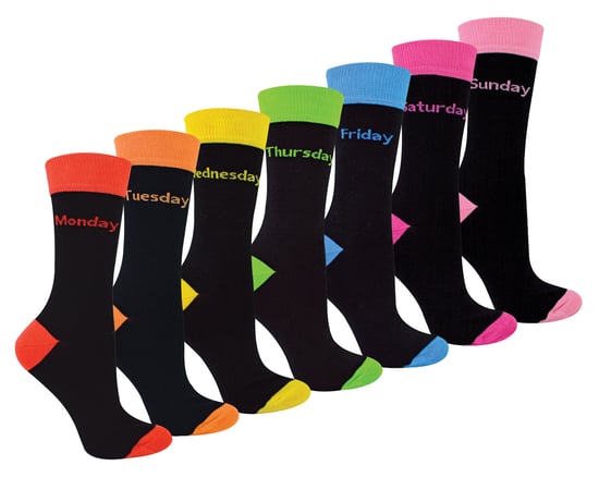 7er-Pack Damen Socken der Wochentage | Sock Snob | Schwarze ausgefallene Socken für Damen - DOTW - Image 1