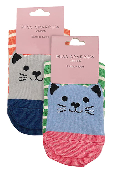 Miss Sparrow - 2er-Pack Mädchen Bambus Tier gemusterte Socken - Kitty Cats - Image 2