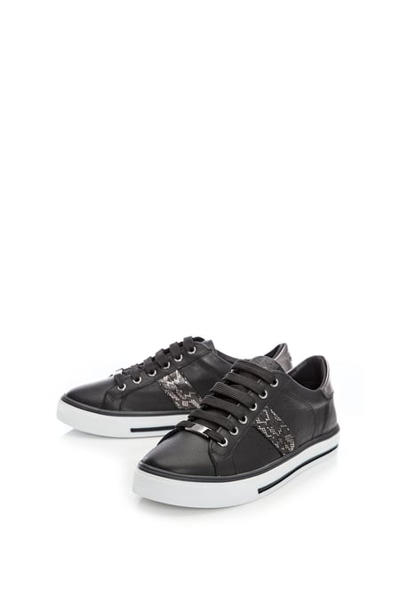 'Alberry' Black Snake Leather Trainers