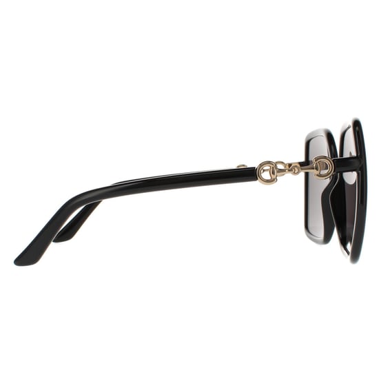 Gucci Quadrat Damen Schwarz und Gold Graue Sonnenbrille - Image 4
