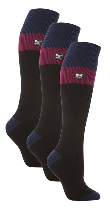 Heat Holders - 3er-Pack Ladies Thermal Knee High Ski Socks | WoMens Thick Winter 2.3 TOG Long Skiing Socks - Black / Fuchsia - Image 1