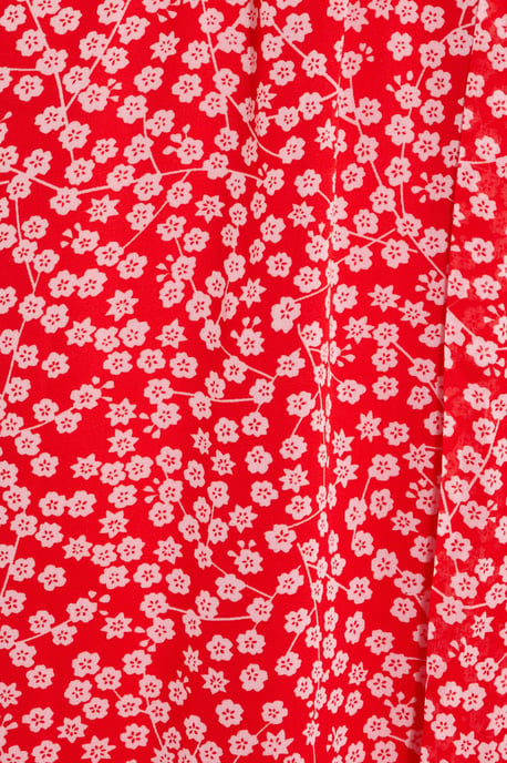 Red & White Floral Wrap Maxi Dress