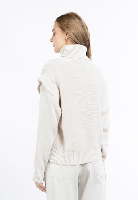 Dreimaster Strickpullover Damen Wollweiß - Image 4