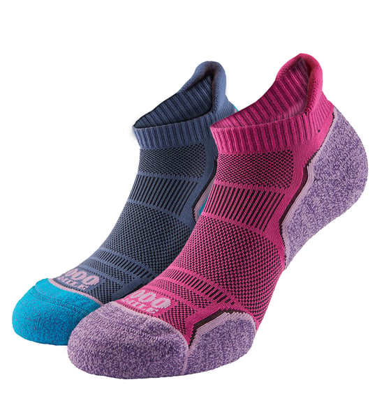 1000 Mile - 2er Pack Damen Einzel-Lagen Weiche Atmungsaktive Lauf-Ankle-Socken - Neonpink / Lavendel - Image 1