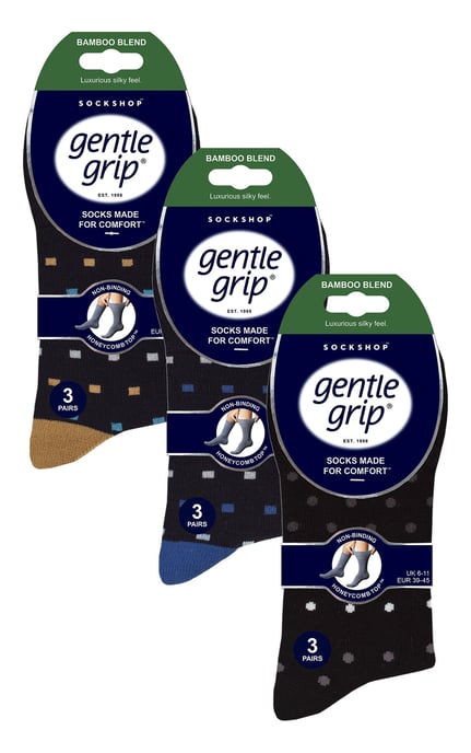 9 Pack Herren Bambus Socken | Gentle Grip | Extra Wide Loose Top nicht elastische Socken - SOMRM091011 - Image 2