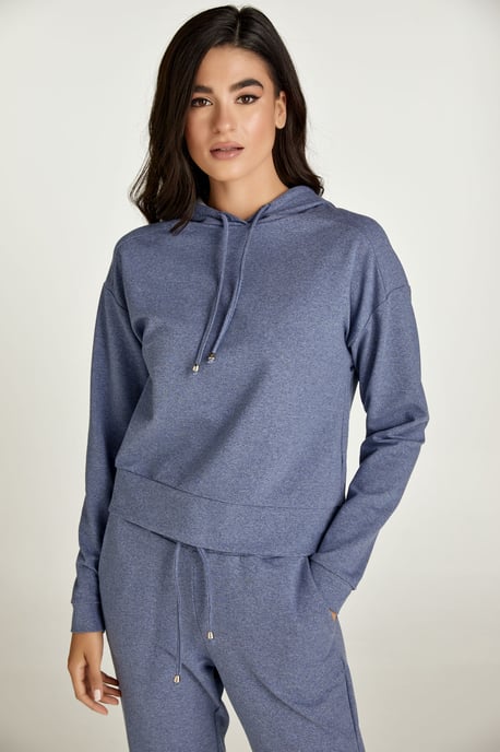 Indigo Mélange Sweatshirt mit Kapuze - Image 5