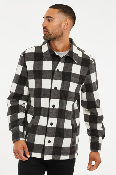 Black 'Miskell' Borg Button Through Check Shacket