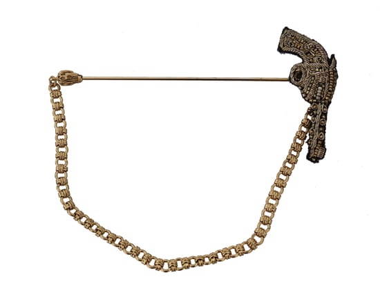 Dolce & Gabbana Reversnadel Gold Messing Kupfer Revolver Brosche - Image 1