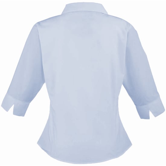 Premier Popeline Bluse / Arbeitshemd, 3/4 Arm (Hellblau) - Image 2