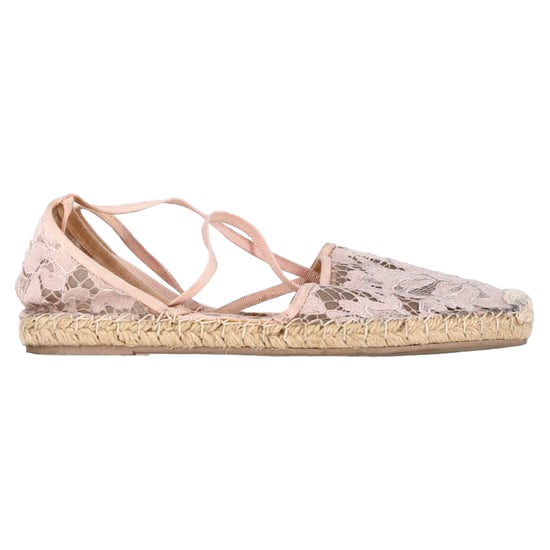 Valentino Garavani Floral Lace Selbstbindende Espadrilles Flachschuhe aus pinkem Polyester - Image 1