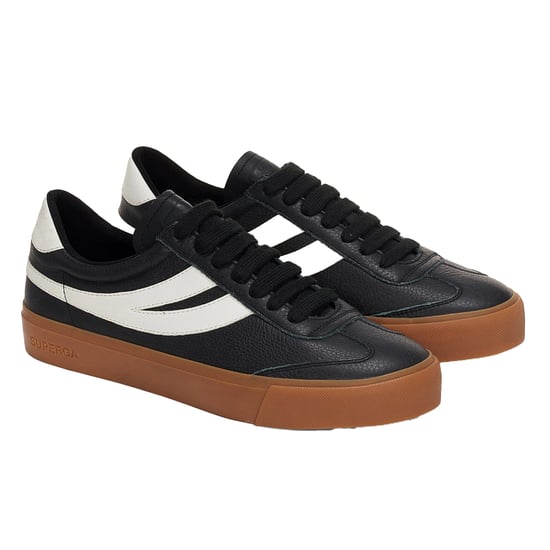 Superga - Herren/Damen Unisex Sneaker "4834 Club S Swallow", Kontrast Detail, Veganes Leder (Schwarz/Gummi Rosa) - Image 3