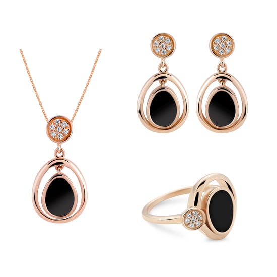 Orphelia 'Alda' Damen 925er Sterling Silber Set: Halskette + Ohrringe + Ring - Rose SET-7470 - Image 1
