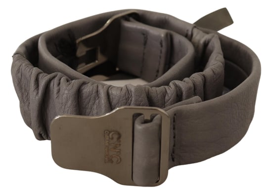 Costume National Women's Gray Leather Silver Buckle Waist Belt