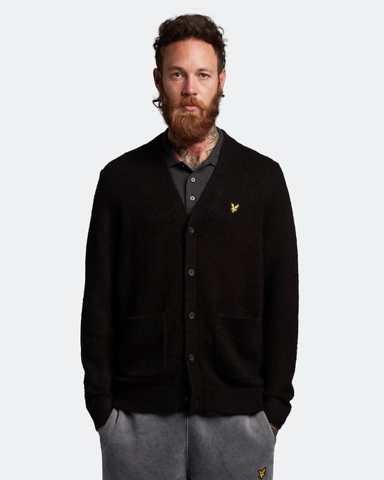 Lyle And Scott Gebürstete Strickjacke für Herren in Schwarz - Image 1