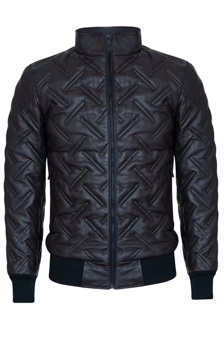 Men's Bomber Leather Quilted Jacket - Goiania