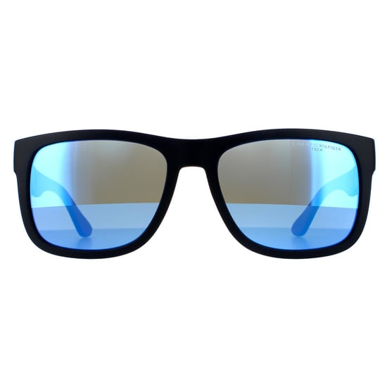 Tommy Hilfiger Rectangle Mens Matte Blue Blue Mirror Sonnenbrillen - Image 1