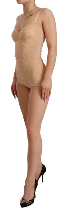 Dolce & Gabbana Women's Beige Nylon Floral Lace Bodysuit