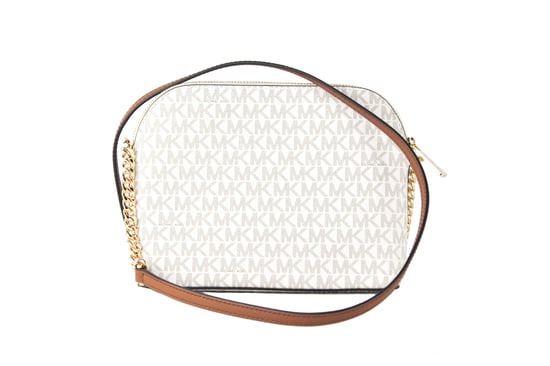 Michael Kors Damen Jet Set Travel Medium Leder X Cross Dome Umhängetasche (Vanilla Signature/Gold) - Image 2
