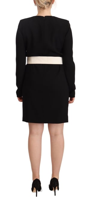 Givenchy Damen Schwarzes Woll-Langarm Kleid mit Gürtel Mini Sheath Kleid - Image 3