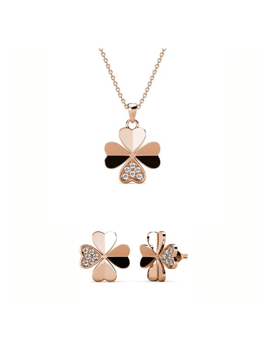 Kleeblatt-Set und Box - Rose Gold und Kristall - Image 1