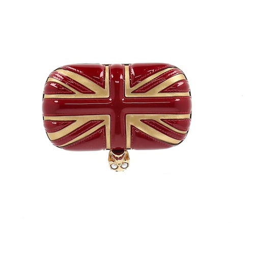 Alexander McQueen Britannia Skull Box Clutch Tasche aus rotem Lackleder - Image 5