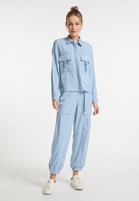 Dreimaster Bluse Damen Hellblau - Image 4