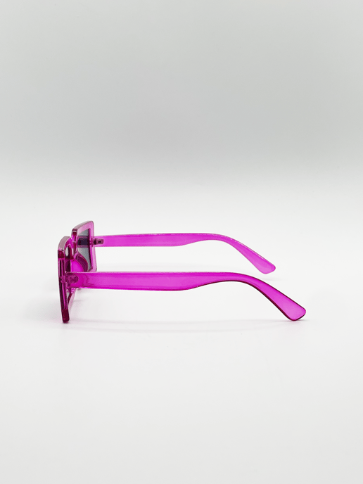 Square Frame Sunglasses in Hot Pink with Black Lens