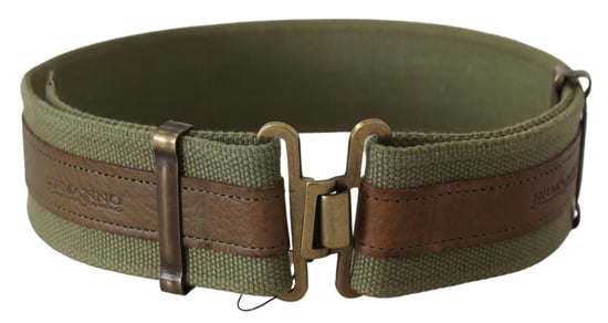 Ermanno Scervino Women's Green Leather Rustic Bronze Buckle Army Belt