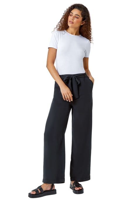 Tie Waist Wide Leg Trousers
