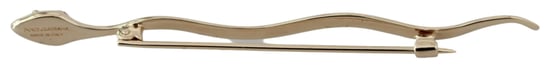 Dolce & Gabbana Goldfarbene Messing-Schlangen-Rote Kristall-Marken-Reversnadel Brosche - Image 2
