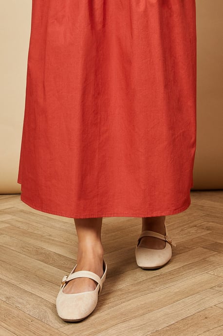 Buffy Faux Suede Square Toe Mary Jane Ballet Pumps
