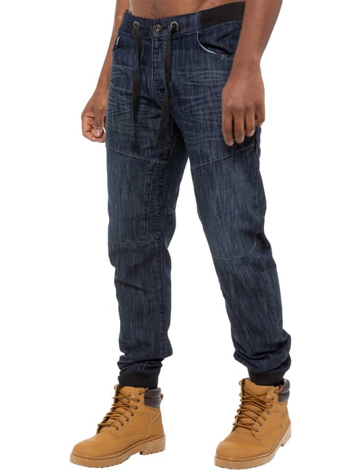 Enzo| Herren-Jogger-Jeans aus Denim mit Bündchen - Dunkelblau - Image 1