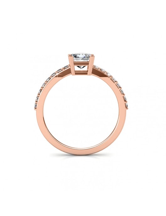 Einfacher quadratischer Ring - Roségold und Kristall - Image 5