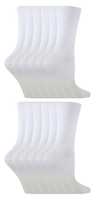 12 Paar Multipack Kinder Bambus Socken | Sock Snob | Childrens Plain Socks | Ideal Schule Socken für den Sommer für Mädchen & Jungen - Weiß - Image 1