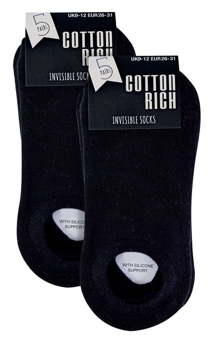 10 Paar Multipack Kids Invisible Socks | Sock Snob | Breathable White No Show Socks für Mädchen & Jungen - Schwarz - Image 2