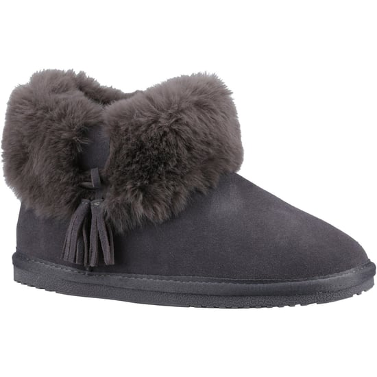 Hush Puppies Ayana Wildleder und Kunstfell Damen Grau Hausschuhe - Image 1