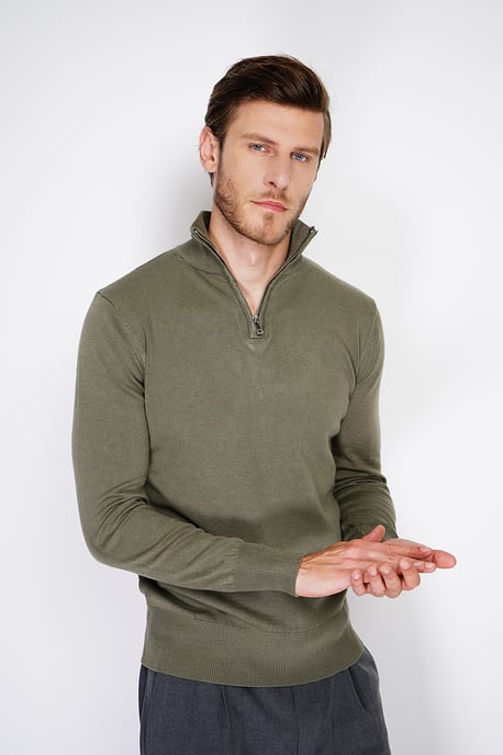 William de Faye - Kurzer Reißverschluss - Khaki - Image 4