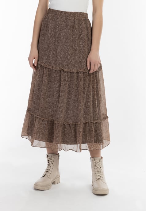 Dreimaster Maxirock Damen Braun Wollweiss - Image 3