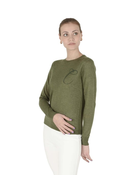 Crown Of Edinburgh Cashmere Long Sleeve Art 004 Green Letter C