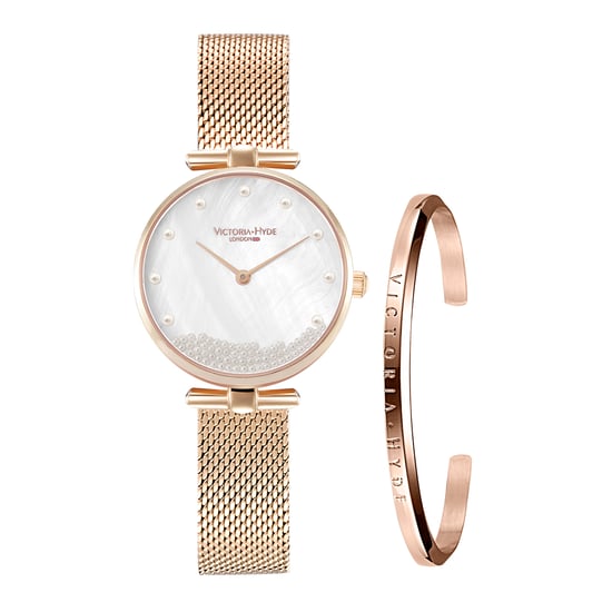 VICTORIA HYDE Set cadeau montre blanc nacré/or rose - Image 1