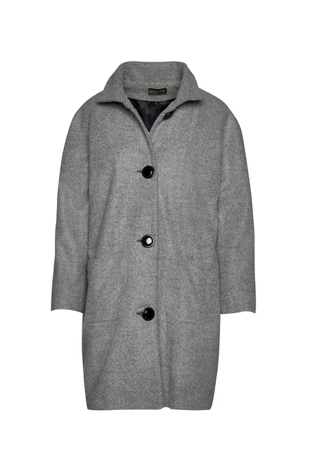 Wool Grey Coat with Upright Collar by Conquista Fashion