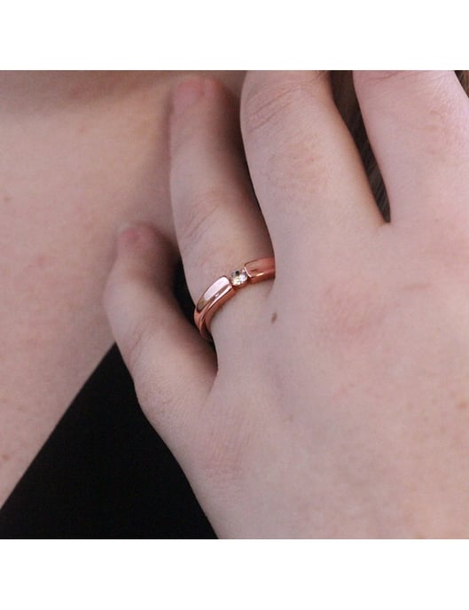 Einfacher Ring - Roségold und Kristall - Image 2