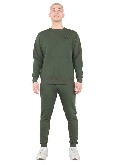 MYT Herren-Trainingsanzug mit Rundhalsausschnitt und Stickerei-Logo in Khaki - Image 1