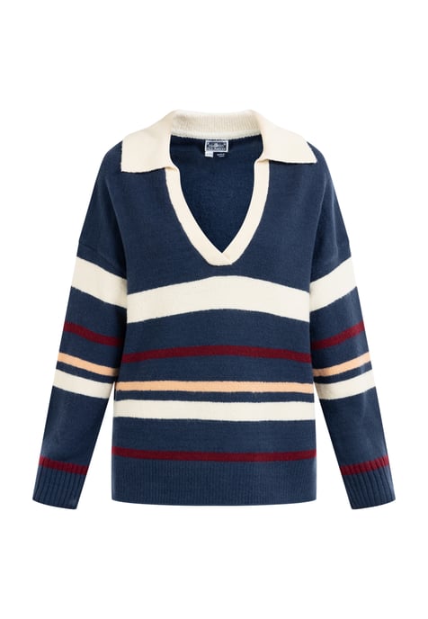Dreimaster Strickpullover Damen Marine Mehrfarbig - Image 1